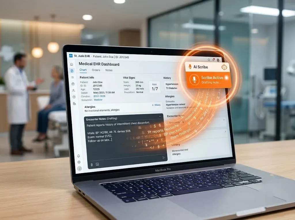 AI scribe integrating with EHR